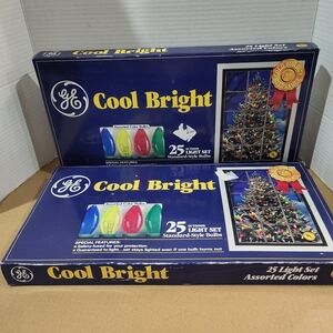 Lot Of 2-Vintage GE Glow Bright 25 Count Light Christmas Assorted Outdoor READ